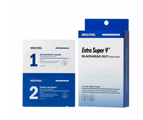 MEDIPEEL Двоступенева маска від чорних цяток Extra Super 9 Plus Blackhead Out Nose Pack, 3 g &times; 8 шт., 4 g &times; 8 шт., ватні палички 10 шт 9849328934 фото