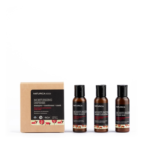 Rica Moisturizing Defense Minis:Дорожній зволожуючий набір для нормального та сухого волосся  шампунь - кондиціонер та маска (50+50+50 мл) 137385035 фото