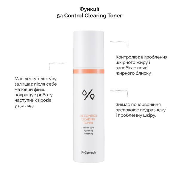 Себорегулюючий тонер для обличчя “5-альфа контроль” Dr.Ceuracle 5α Control Clearing Toner, 120 мл 234563456 фото